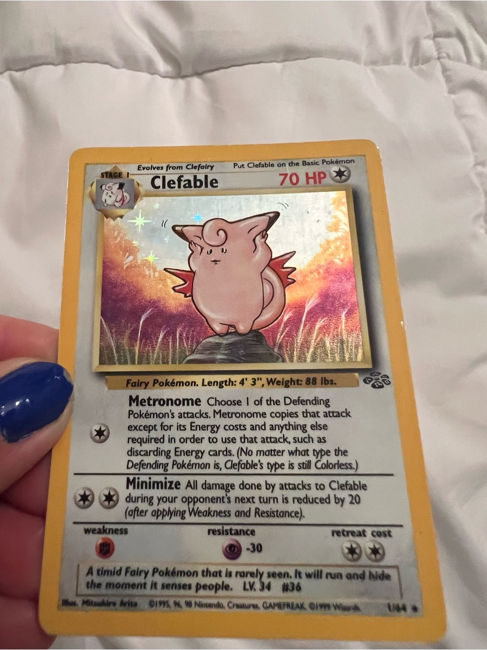 1999 RARE Clefable 1/64 Jungle Holo Unlimited Pokemon Card - Picture 5 of 10